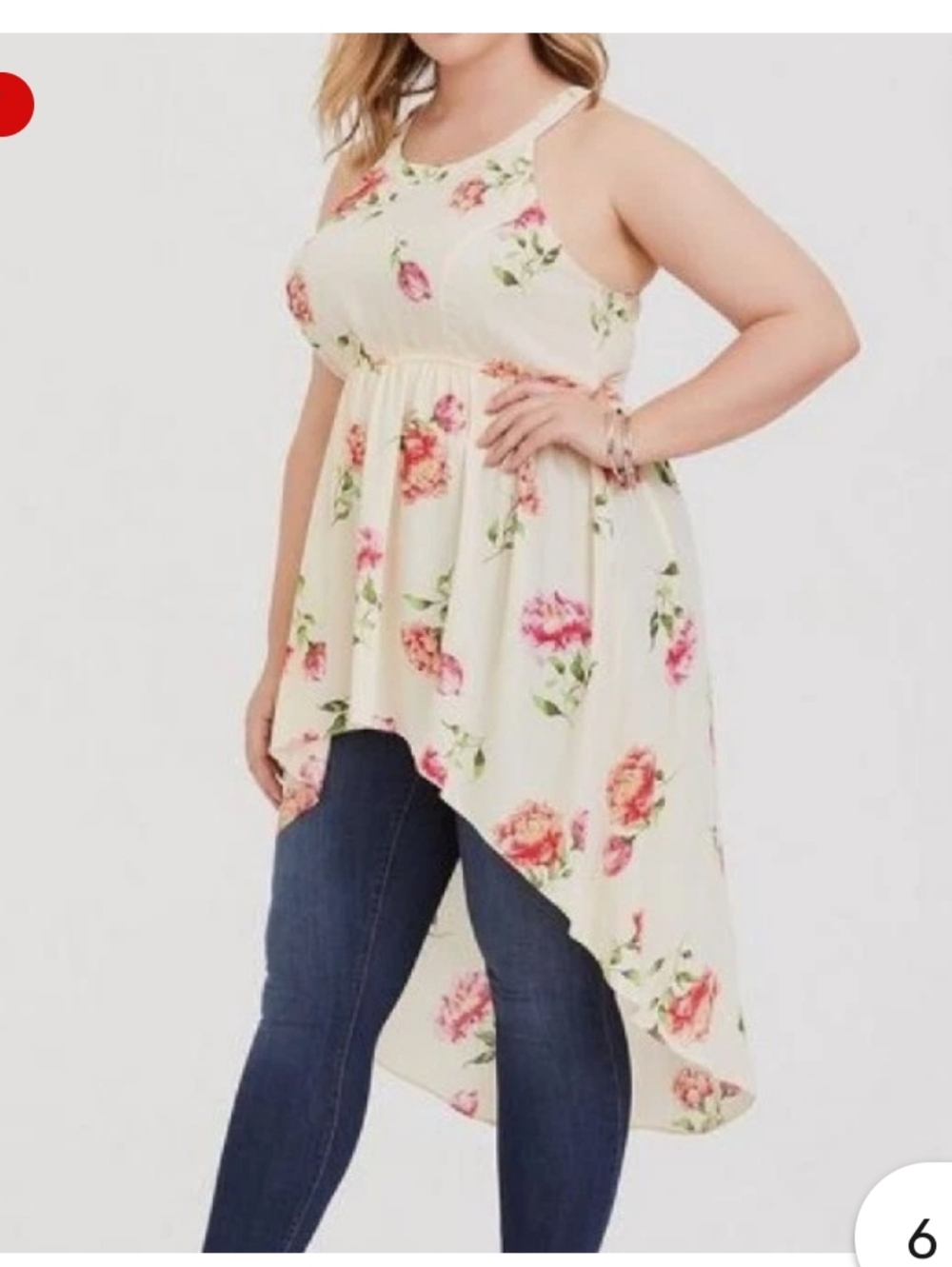 Torrid NEW 4x Floral Ivory Pink Orange Floral Georgette Hi-Lo Babydoll Top
